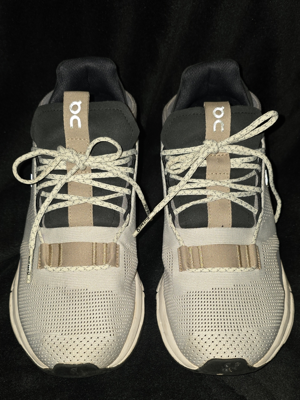On Running Womens Cloud Sneakers in Light Gray and Taupe